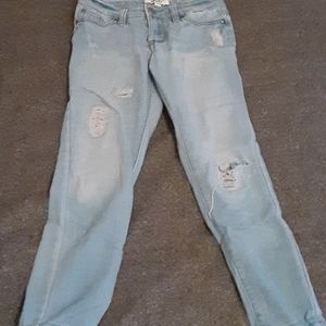 Light wash distressed jeans
